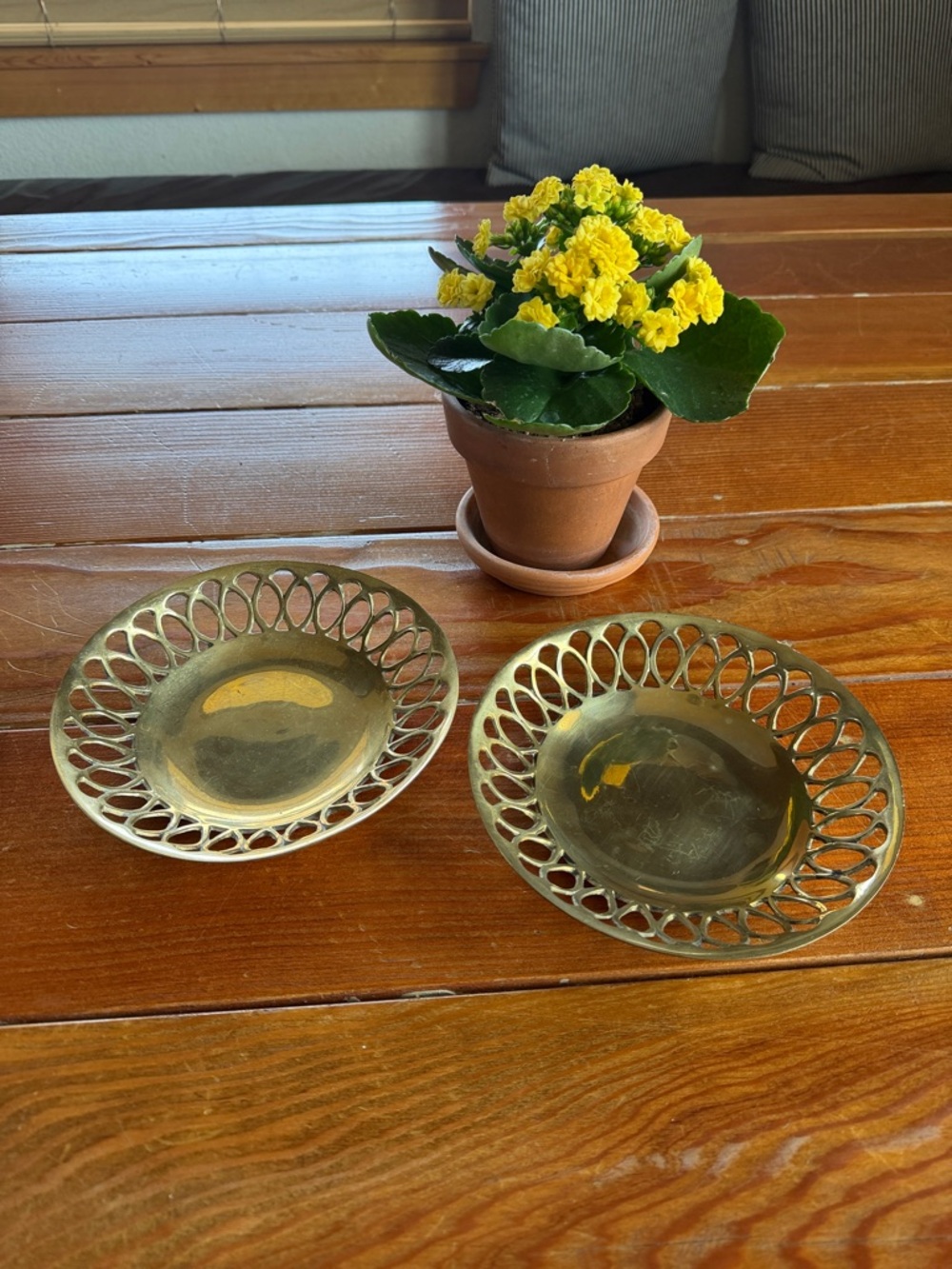 Ornate Brass Serving Dishes - Set of 2